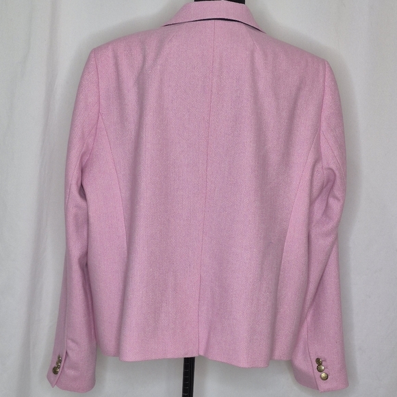 J. Crew Factory Women's Pink Herringbone Wool Blend Schoolboy Blazer - Size 22 - Picture 5 of 15